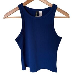 H&M Divided Ribbed Tank Top Womens S Royal Blue New Racerback High Neck 12062489